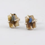 925 Sterling Silver Fashion Natural Crystal Faceted Stud Earrings For Women SS201