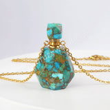 Natural Gold Crack Turquoise Perfume Bottle Necklace PB001-N