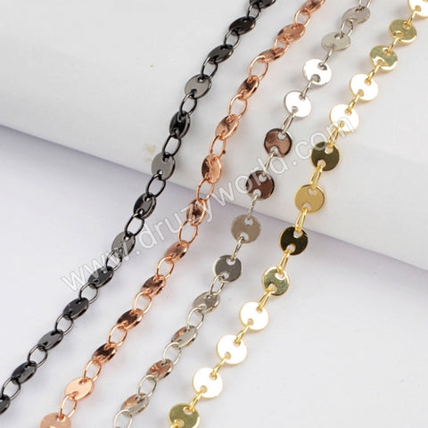 4mm Gold Plated Brass Coin Slice Chain PJ118-G