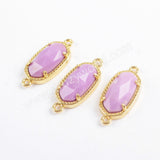 Gold Plated Bezel Hexagon Faceted Multi-kind Stone Connector ZG0372
