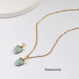 18" Gold Plated Gemstone Shield Shape Faceted Pendant Necklace G2071-N