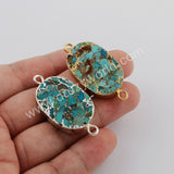 Gold Plated Natural Copper Turquoise Connector, For Jewelry Making Craft G1750