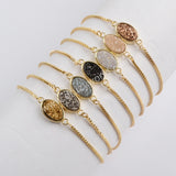 Oval Gold Plated Bezel Titanium Druzy Adjustable Bracelet ZG0221