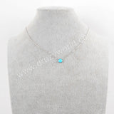 16" 925 Sterling Silver Round Natural Turquoise Necklace SS198