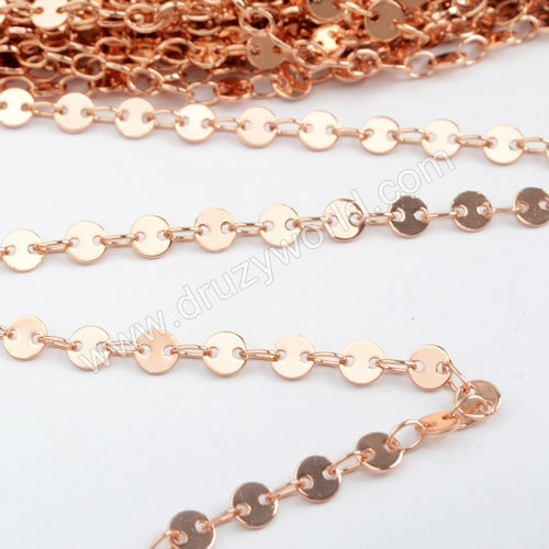 4mm Gold Plated Brass Coin Slice Chain PJ118-G