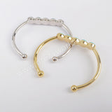 Five Round Natural Turquoise Bangle Bracelet, Gold/Silver Plated Bezel Gemstone Cuff ZG0427