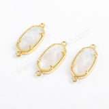 Gold Plated Bezel Hexagon Faceted Multi-kind Stone Connector ZG0372