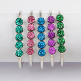 Silver Plated Five Round Natural Agate Titanium Druzy Bangle Bracelet, Crystal Cuff ZS0424
