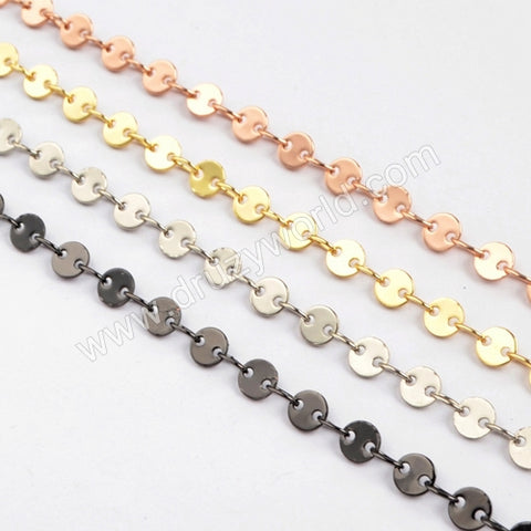 7” Gold Plated Brass 4mm Coin Slice Chain Bracelet PJ120-G