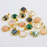 Round Multi-kind Stone Gold Bezel Pendant WX984