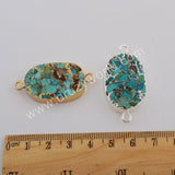 Gold Plated Natural Copper Turquoise Connector, For Jewelry Making Craft G1750