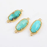 Gold Plated Bezel Hexagon Faceted Multi-kind Stone Connector ZG0372