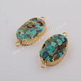 Gold Plated Natural Copper Turquoise Connector, For Jewelry Making Craft G1750