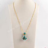 Natural Gold Crack Turquoise Perfume Bottle Necklace PB001-N