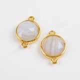 Round Multi-kind Stone Gold Bezel Connector WX985