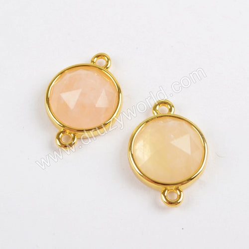 Round Multi-kind Stone Gold Bezel Connector WX985