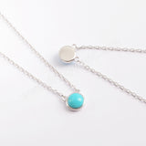 16" 925 Sterling Silver Round Natural Turquoise Necklace SS198