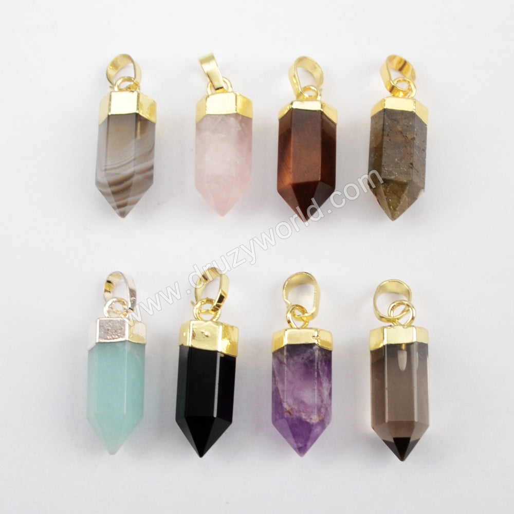Crystal Point Multi-kind Stone Facted Pendant WX906