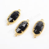 Gold Plated Bezel Hexagon Faceted Multi-kind Stone Connector ZG0372