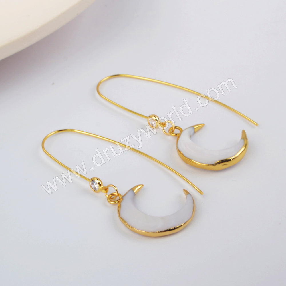 White Shell Statement Earrings Fashion Women Earrings Gold Plated HD0187