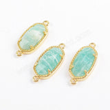 Gold Plated Bezel Hexagon Faceted Multi-kind Stone Connector ZG0372