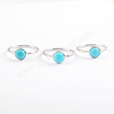 925 Sterling Silver Bezel Round Natural Genuine Turquoise Statement Ring SS199