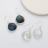 Silver Teardrop Labradorite Earrings, Moonstone Earrings, Gemstone Jewelry S2096