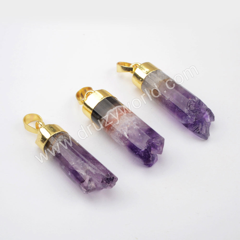Natural Amethyst Pendant Gold Plated WX1505