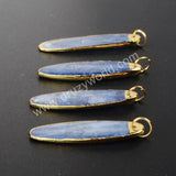 Gold Plated Long Oval Natural Kyanite Charm Pendant G1023