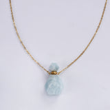 Gold Plated Natural Aquamarine Faceted Perfume Bottle Connector & Necklace G2063