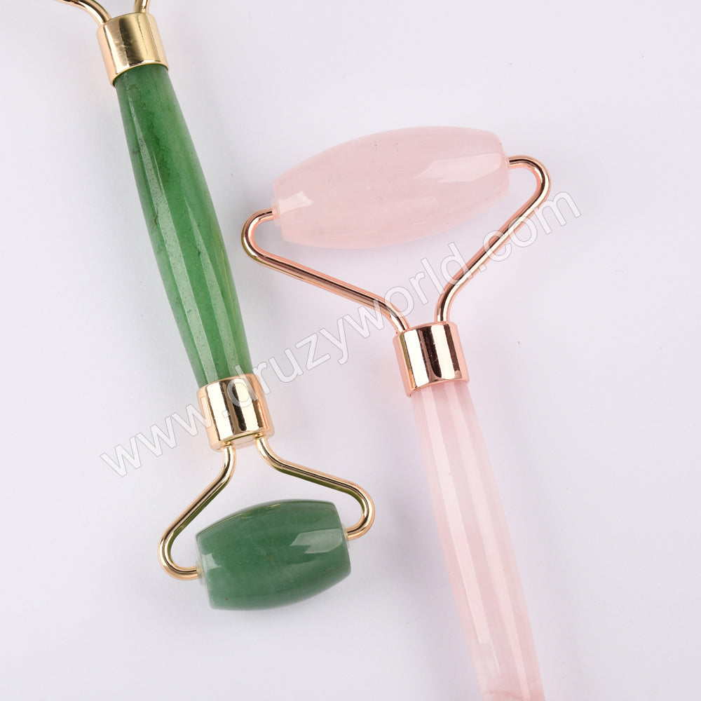 Rose Quartz Amethyst Green Aventurine Crystal Face Rollers WX1759