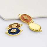 Oval Gemstone Connector, Gold Plated Bezel, Natural Healing Crystal Stone, CZ Micro Pave, Making Jewelry Charm WX2126