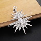 Silver Merkaba Star Super Sparkly Diamante Starburst Crystal Pendant WX028