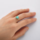 Gold Plated Claw Natural Real Turquoise Ring, Freeform Shape, Adjustable Size, Genuine Turquoise Rings Jewelry ZG0485