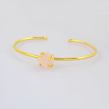 Gold Plated Claw Multi Natural Gemstone Raw Stone Adjustable Bangle Bracelet Jewelry Cuff ZG0451