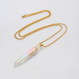 27" Gold/Silver White Quartz LED Light Perfume Bottle Necklace WX1826