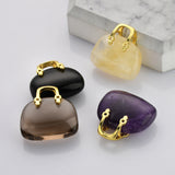 Gold Plated HandBag Shaped Rainbow Natural Gemstone Pendant Healing Crystal Stone Charm WX2133