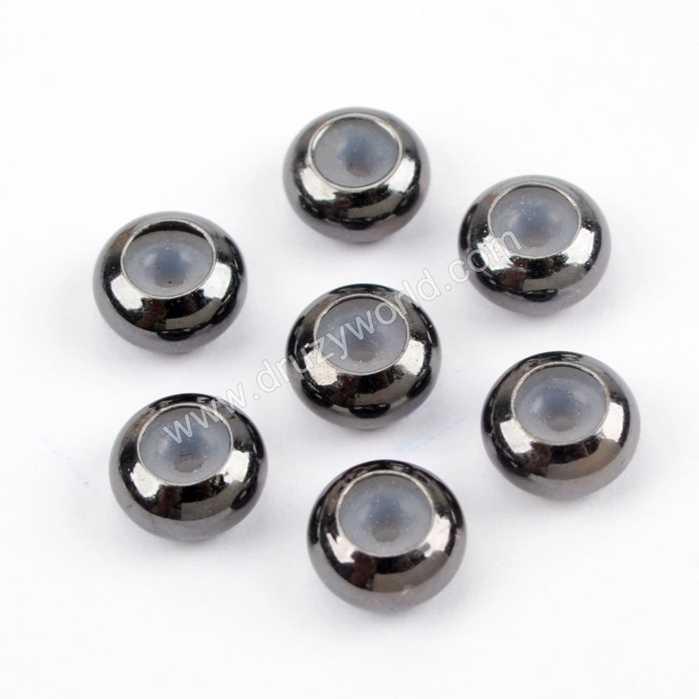 50 pcs Wholesale Slider Clasps Round Beads With Rubber PJ086