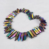 Wholesale Rainbow Natural Angel Aura Quartz Cluster Point Titanium Crystal Point Loose Beads, For DIY Jewelry Making G0100