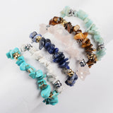 The Gold Tube With Multi-kind Stone Beads Faceted Beads Bracelet Bangle G1484