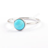 925 Sterling Silver Bezel Round Natural Genuine Turquoise Statement Ring SS199