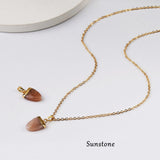 18" Gold Plated Gemstone Shield Shape Faceted Pendant Necklace G2071-N