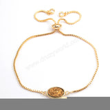 Oval Gold Plated Bezel Titanium Druzy Adjustable Bracelet ZG0221