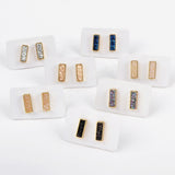 Gold Plated Bezel Rectangle Rainbow Titanium Druzy Bar Stud Earrings ZG0280