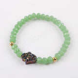 Rainbow Palm Titanium Druzy Bead Bracelet G1892