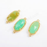 Gold Plated Bezel Hexagon Faceted Multi-kind Stone Connector ZG0372