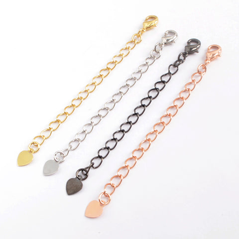 10pieces/lot,2.5-3 Inch Plated Copper Finished Chain Connector Necklace Finding Golden Flat Cable Chain Losbter Clasp PJ273