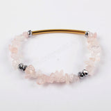 The Gold Tube With Multi-kind Stone Beads Faceted Beads Bracelet Bangle G1484