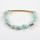 The Gold Tube With Multi-kind Stone Beads Faceted Beads Bracelet Bangle G1484