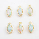 Marquise Gold Plated Bezel White Opal Faceted Charm ZG0308